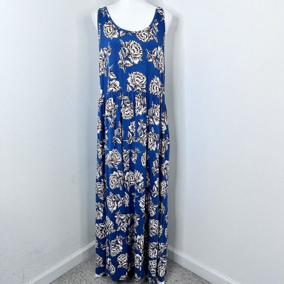 Matilda Jane Women's Floral Print Dress Maxi Sleeveless Tank Blue XXL #27690D - Picture 3 of 7